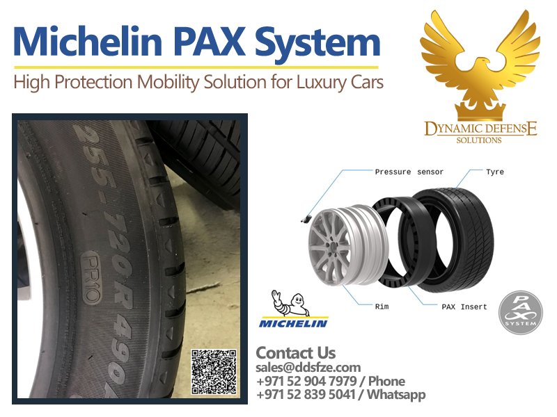 Michelin Pilot Primacy 255 720 R490 AC Tyres for W222 with Complete Assembly including Support Ring and Alloy Rims and also sold separately with accessories PAX System Universal Runflat Kit Gel, Tire Pressure Air Sensors and Valves.