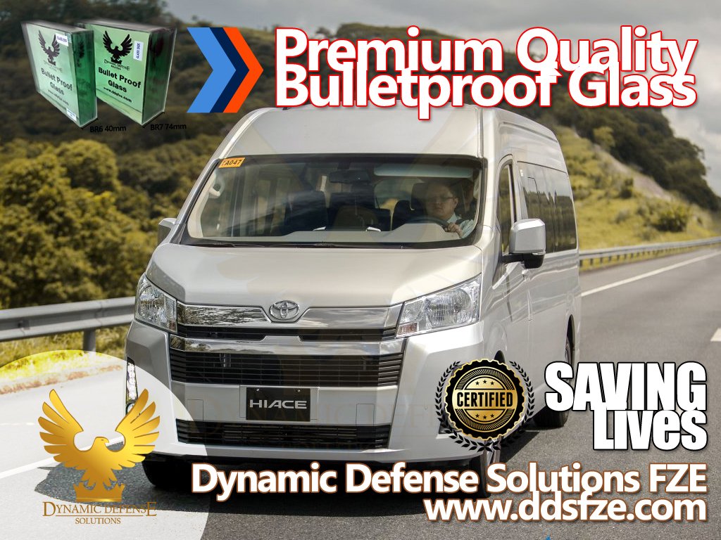 Dynamic Defense Solutions Company is manufacturer of Bulletproof Glass Products for New Armored Toyota Hiace GL Grandia Van 2021, Ready Armoured Glass available in Stock for Sale.