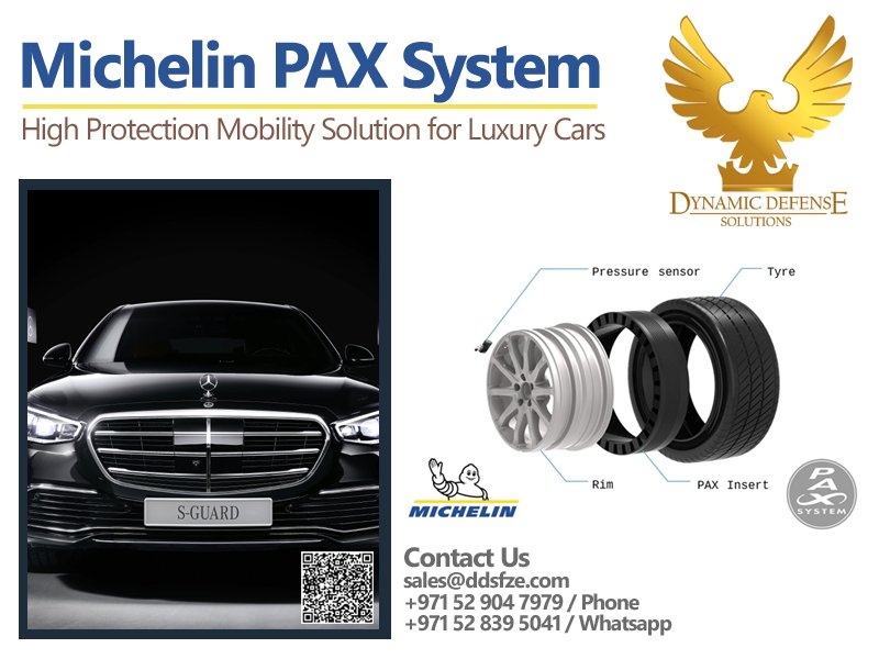 Michelin PAX Tyres with Support Ring Runflat, Alloy Wheels Rim, Gel Kit for Mercedes Benz S680 Guard 2022 2023 Model Armored Car, what is price of PAX System?