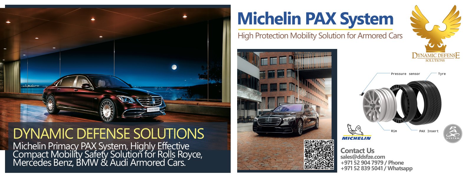 Michelin Pilot Primacy PAX Tire System for Mercedes Guard Tyres, BMW Security, Audi Security Armored Cars