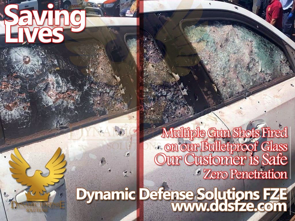 Bullet impacts on armored glass